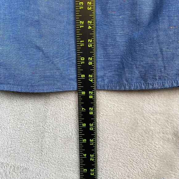 Mossimo Supply Co Mens Chambray Shirt Medium Blue Short Sleeve Casual Button Up - Picture 5 of 12
